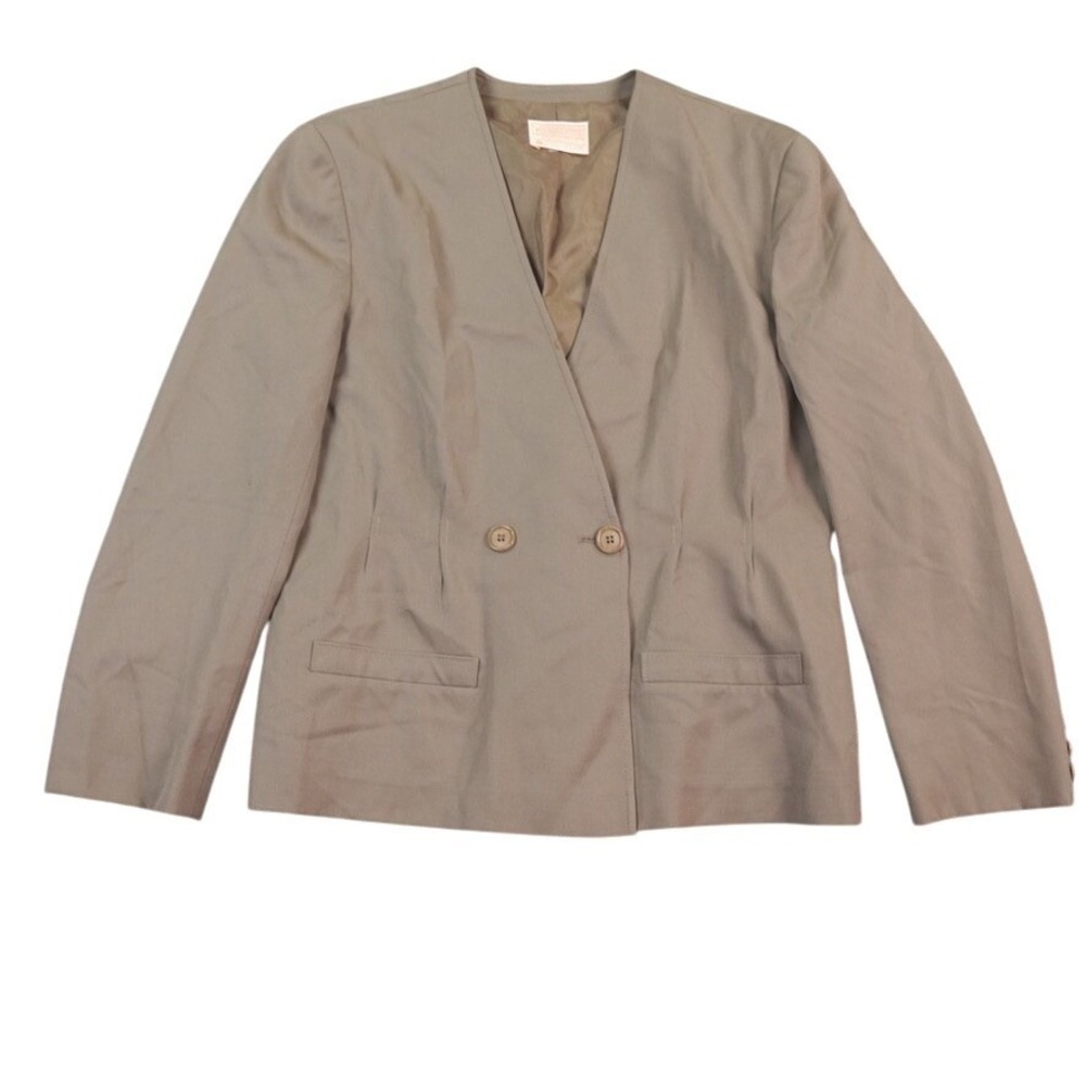 VTG Pendleton Woolen Mills Blazer 40 Tan Virgin Wool Gold Label Collarless Light